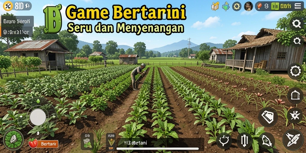 Antarmuka 8ID menampilkan kebun yang indah dan tanaman yang beragam.