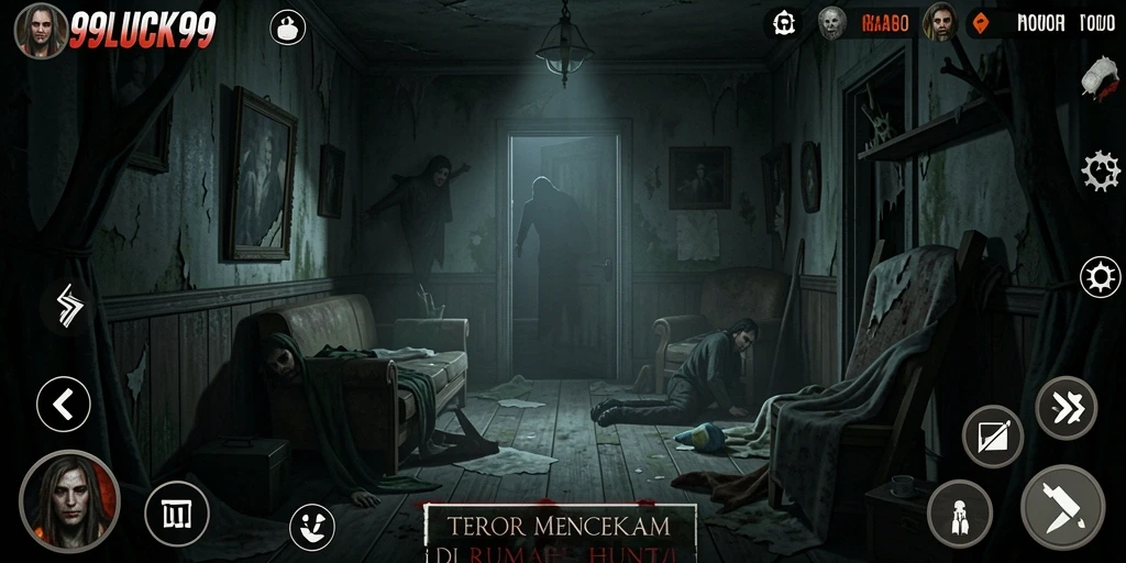 Antarmuka menakutkan dari game Horor Rumah 99LUCK99.