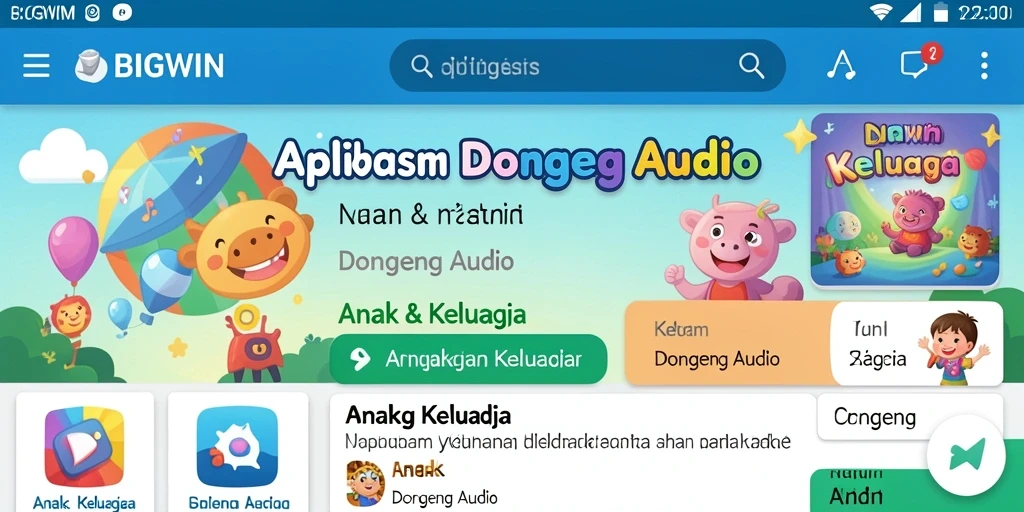 Screenshot utama BIGWIN menunjukkan antarmuka aplikasi yang ramah anak.