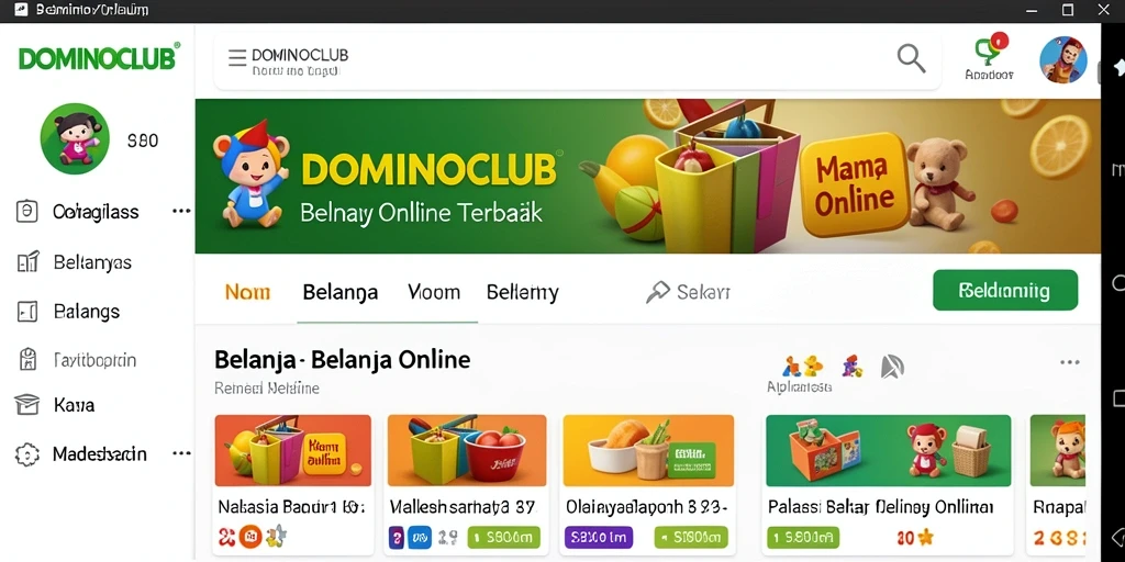 Screenshot antarmuka aplikasi DOMINOCLUB untuk belanja online.