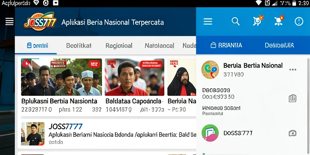 Tampilan antarmuka aplikasi JOSS777 yang modern dan informatif.