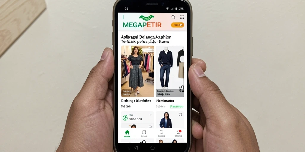 Tampilan antarmuka MEGAPETIR yang menarik dan fungsional untuk belanja fashion.
