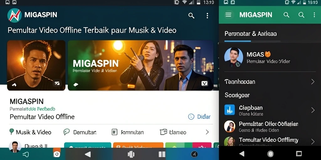 Screenshot antarmuka MIGASPIN menampilkan fungsi Pemutar Video Offline.
