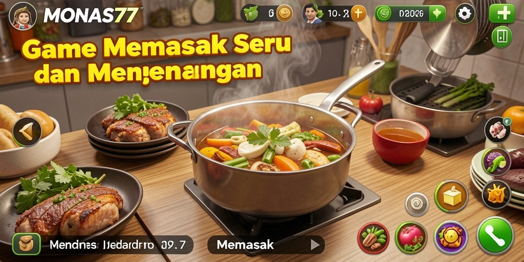 Antarmuka permainan MONAS77 dengan berbagai pilihan resep.