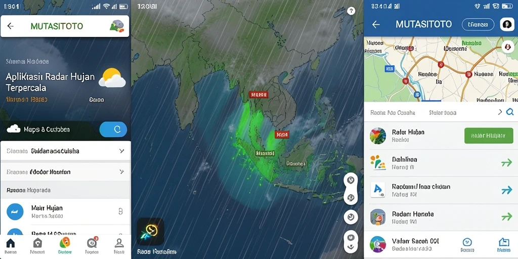 Antarmuka aplikasi MUTASITOTO menampilkan radar hujan dengan jelas.