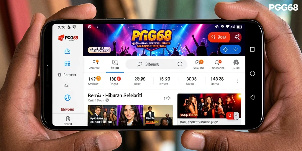 Tampilan antarmuka PGG68 yang menarik dengan berita hiburan terbaru.