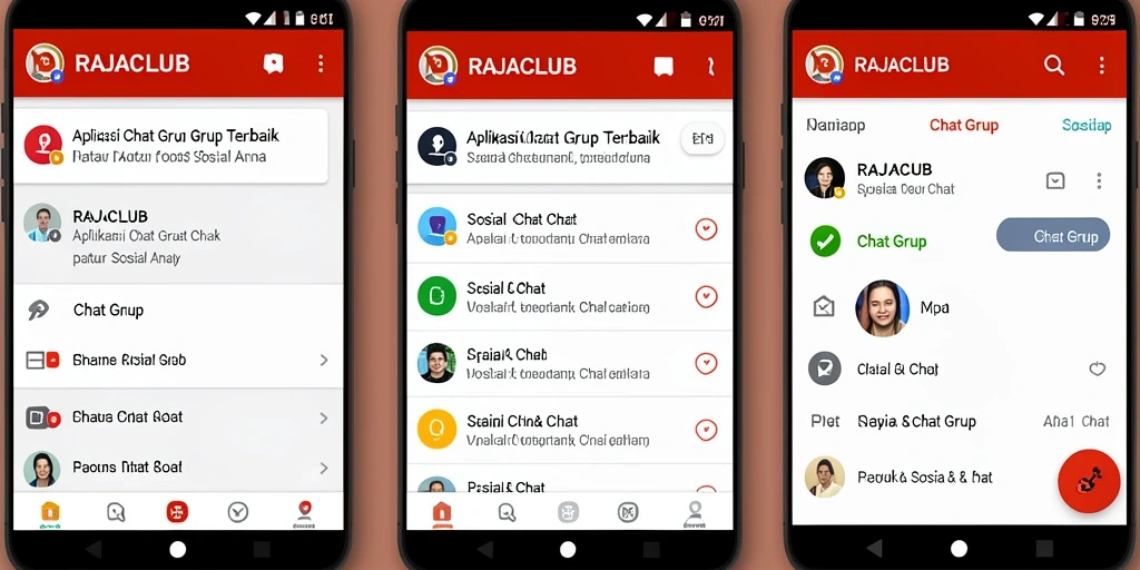 Antarmuka menarik RAJACLUB dengan fitur lengkap untuk Chat Grup.